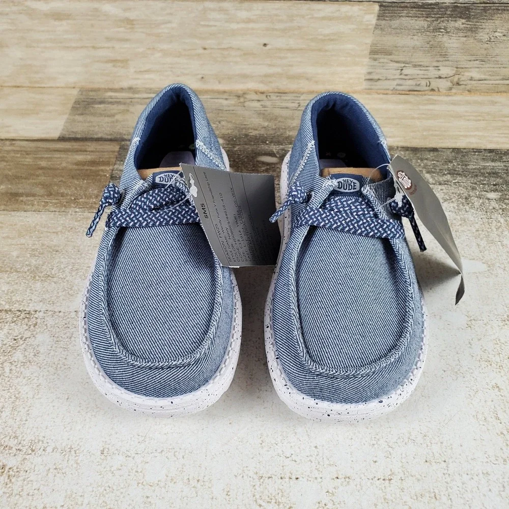 Hey Dude Wendy Funk Friendship Lace Kids Loafers Shoes Sz 13 C13 Navy Denim